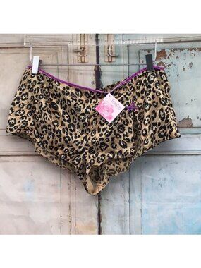 Lejaby Maison Leopard Print Boyshort Lingerie Large Tan